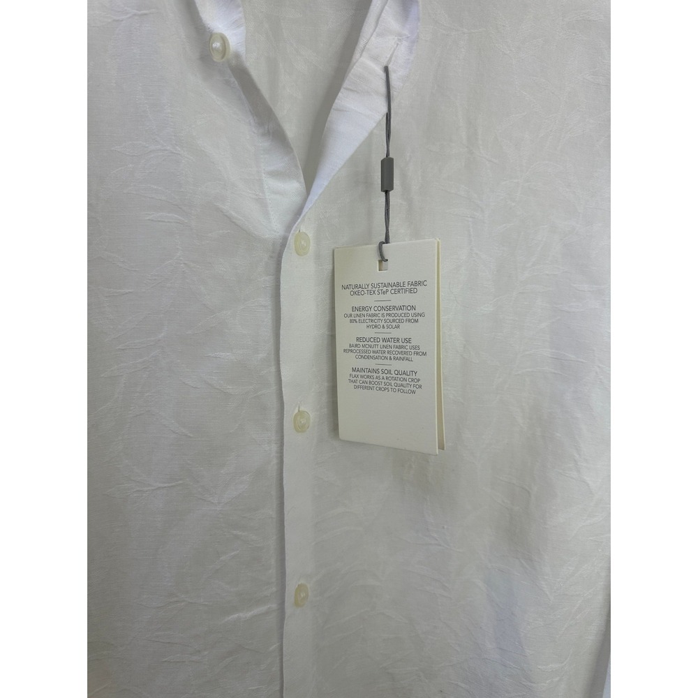 NWT Murano Baird McNutt Linen Blend Shirt White Floral Texture LS Slim Fit Large - Picture 4 of 16